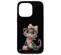 Carcasa para iPhone 13 Pro Baby Gecko Kawaii - Gafas de Leopardo Rosa con Personaje de Reptil