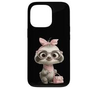 Carcasa para iPhone 13 Pro Baby Sloth Kawaii Jungle Pink Leopard Gafas Retrato Look