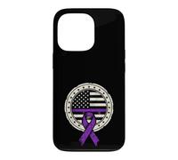Carcasa para iPhone 13 Pro Bandera Americana Cáncer de Páncreas Cinta Morada