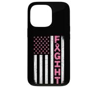 Carcasa para iPhone 13 Pro Bandera Americana Envejecida, Cinta Rosa, Lucha contra el cáncer de Mama