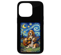Carcasa para iPhone 13 Pro Basset Hound Playing Guitar Whimsical Art Dog Music Camping