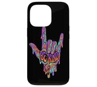 Carcasa para iPhone 13 Pro Be Kind ASL Lenguaje de señas | Retro Groovy - Melting Art