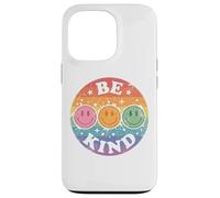 Carcasa para iPhone 13 Pro Be Kind Retro Happy Face, arcoíris Vintage Desgastado y Colorido