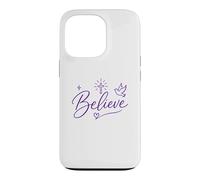 Carcasa para iPhone 13 Pro Believe Christian Faith Cross Dove Purple Inspiring Believe