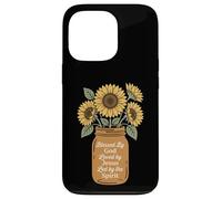 Carcasa para iPhone 13 Pro Bendecido por Dios, Amado por Jesús, Girasol Bouquet Christian