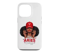 Carcasa para iPhone 13 Pro Big Energy Aries Zodiac Afro Women Red Cap Black Girl Women