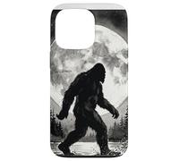 Carcasa para iPhone 13 Pro Bigfoot Silhouette Sasquatch Lago Bosque Iluminado por la Luna