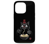 Carcasa para iPhone 13 Pro Black Cat Eating Ramen Noodles Japan Kanji Love Anime Design