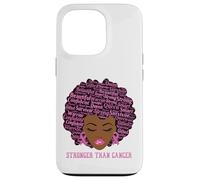 Carcasa para iPhone 13 Pro Black Women Queen Stronger Than Breast Cancer Pink Ribbon