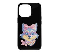 Carcasa para iPhone 13 Pro Blue Fox Retrato Animal Lover Graphic Pink Glasses Bow