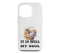 Carcasa para iPhone 13 Pro Bonita Cesta Cristiana con Gatitos de It Is Well with My Soul