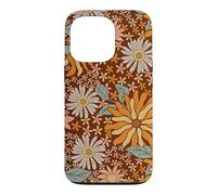 Carcasa para iPhone 13 Pro Brown Flowers Meadow Floral Retro Groovy Aesthetic Women