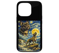 Carcasa para iPhone 13 Pro Bulldog Francés Noche Estrellada Van Gogh Lindo Perro Aullando