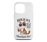 Carcasa para iPhone 13 Pro Calico Cat se aferra a Pensar Demasiado en Este Amante del café