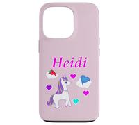 Carcasa para iPhone 13 Pro Camiseta de cumpleaños con diseño de Unicornio para niña con Nombre Heidi