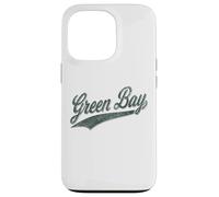 Carcasa para iPhone 13 Pro Camiseta Deportiva clásica con Texto en inglés Green Bay Wisconsin Varsity Script