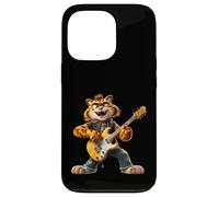 Carcasa para iPhone 13 Pro Cartoon Tiger Rock Guitarrista Tocando Guitarra Eléc