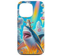 Carcasa para iPhone 13 Pro Cat Kitty Montando Fuego Respirando Tiburón Arco Iris Laser