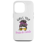 Carcasa para iPhone 13 Pro Chicas a Juego Viaje Praia Do Camilo Portugal Moño de Pelo desordenado