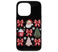 Carcasa para iPhone 13 Pro Chocolate Caliente con Lazos de Papá Noel