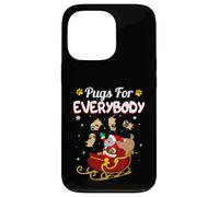 Carcasa para iPhone 13 Pro Christmas Pugs For Everybody Santa's Sleigh Pug Dog Lover