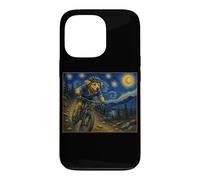 Carcasa para iPhone 13 Pro Ciclismo de montaña Golden Retriever Art Dog en Bike Trail