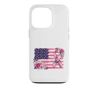 Carcasa para iPhone 13 Pro Cinta de Apoyo de Bandera patriótica Americana diseño Floral