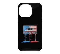 Carcasa para iPhone 13 Pro Cinta de Casete Retro de los años 80, Bandera Americana, Graffiti de Goteo de Estados Unidos