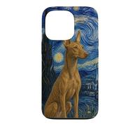Carcasa para iPhone 13 Pro Cirneco dell'Etna Dog Van Gogh Noche Estrellada