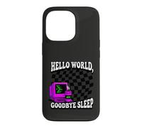 Carcasa para iPhone 13 Pro Coder Hello World Goodbye Sleep Computer Science Retro