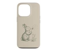 Carcasa para iPhone 13 Pro Conejo Amantes Soplando Diente De León Naturaleza Cottagecore Gráfico