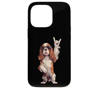 Carcasa para iPhone 13 Pro Cool Spaniel Rock Hand Sign Gafas de Sol Dog Graphic Cavalier