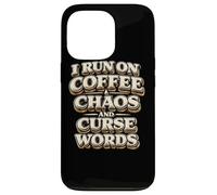 Carcasa para iPhone 13 Pro Corro con café Caos Palabras malditas Regalo Divertido para