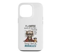 Carcasa para iPhone 13 Pro Cranky Cat Coffee No Miracles Humor matutino