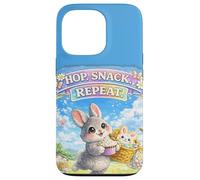 Carcasa para iPhone 13 Pro Cute Bunny Hops Snack Repeat Pastel Spring Huevos Decorativos