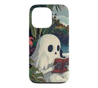 Carcasa para iPhone 13 Pro Cute Spooky Ghost Reading Book Summer Tropical Beach Reader