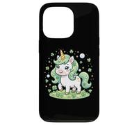 Carcasa para iPhone 13 Pro Cute Unicorn Shamrock St Patricks Day Girls Kids Lepricorn