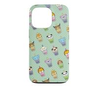 Carcasa para iPhone 13 Pro Cute Womens Kids Girls Kawaii Bubble Boba Tea Animals