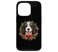 Carcasa para iPhone 13 Pro Cute Wreath Christmas Bernedoodle Dog Lover