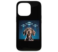 Carcasa para iPhone 13 Pro Dachshund Dog Alien UFO Dachshund Decoración Niños Divertido Dachshund