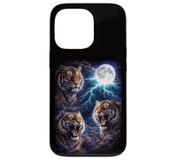 Carcasa para iPhone 13 Pro Dark Tigers Bajo la Luna Llena Vintage Fantasía Rayo