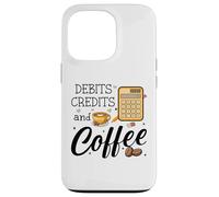 Carcasa para iPhone 13 Pro Debits Credits & Coffee Cup Funny Accountant It's Tax Season