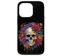 Carcasa para iPhone 13 Pro Dia De Los Muertos Calavera Calavera Floral Rosa Calavera Esqueleto