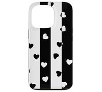 Carcasa para iPhone 13 Pro Día de San Valentín Negro Blanco Rayas Verticales corazón Minimalista
