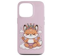 Carcasa para iPhone 13 Pro Diseño de Mandala en Postura de Loto para atención Plena, Lindo Zorro de Yoga