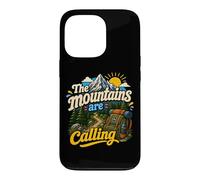 Carcasa para iPhone 13 Pro Divertida Mochila de Senderismo The Mountains Are Calling Pines Trees