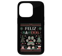 Carcasa para iPhone 13 Pro Divertido Juego de Palabras para dueño de Perro de Navidad - Feliz Navidog Ugly Christmas