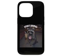Carcasa para iPhone 13 Pro Divertido Mapache con un Animal Espiritual de Dona y café Helado
