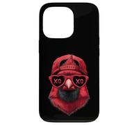 Carcasa para iPhone 13 Pro Divertido Pájaro Rojo Cardenal Norteño Gafas Sol Ilustración