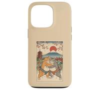 Carcasa para iPhone 13 Pro Divertido Sumo Cat Wrestling Ukiyo-e Arte Vintage Japonés